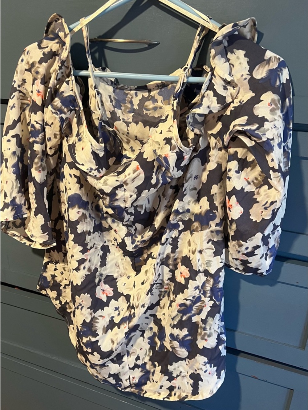 Sim & Sam Women’s 3/4 Cold Shoulder Blouse With Ruffle Trim Size XL Brand New!